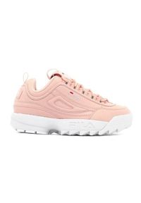 Buty do chodzenia damskie Fila Disruptor Teens. Zapięcie: sznurówki. Kolor: różowy. Materiał: guma, materiał, tkanina, syntetyk. Szerokość cholewki: normalna. Sport: turystyka piesza