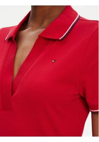 TOMMY HILFIGER - Tommy Hilfiger Sukienka codzienna 1985 WW0WW45740 Czerwony Slim Fit. Okazja: na co dzień. Kolor: czerwony. Materiał: bawełna. Typ sukienki: proste. Styl: casual #5