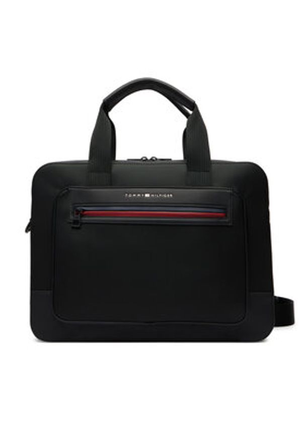 TOMMY HILFIGER - Tommy Hilfiger Torba na laptopa Th Foundation Computer Bag AM0AM14158 Czarny. Kolor: czarny. Materiał: skóra