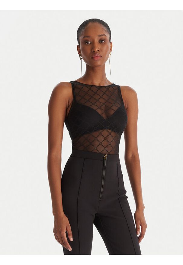 Elisabetta Franchi Body BO-020-51E2-V150 Czarny Slim Fit. Kolor: czarny. Materiał: syntetyk