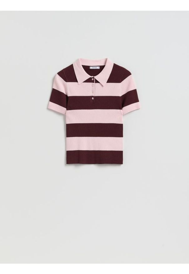 Reserved - T-shirt z kołnierzykiem - wielobarwny. Materiał: dzianina, wiskoza