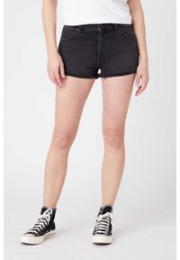 Wrangler - WRANGLER FESTIVAL SHORT DAMSKIE SHORTY JEANSOWE JEANS BLACK TRACK W26FKL97V 112128029. Materiał: jeans