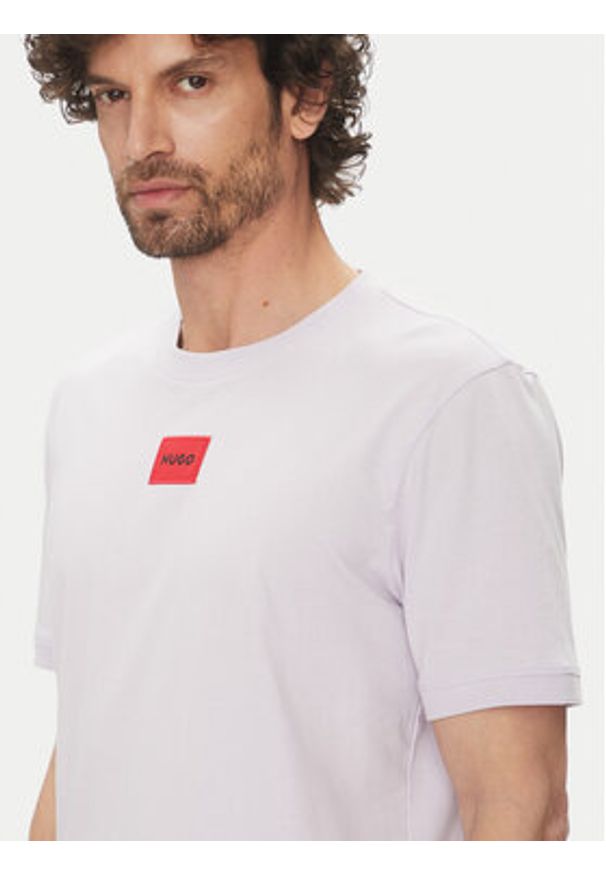Hugo - HUGO T-Shirt Diragolino212 50447978 Fioletowy Regular Fit. Kolor: fioletowy. Materiał: bawełna