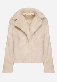 Born2be - Beżowa Krótka Kurtka Futerko z Kołnierzem w Eleganckim Stylu Giriselle. Okazja: na co dzień. Kolor: beżowy. Materiał: futro. Długość: krótkie. Sezon: zima. Styl: elegancki #3