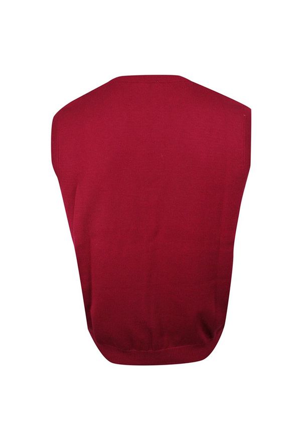 Max Sheldon - Kamizelka Czerwona w Romby, Elegancka, Bezrękawnik, Dekolt w Serek (V-neck), Męska -MAX SHELDON. Okazja: na co dzień. Typ kołnierza: dekolt w serek. Kolor: czerwony. Materiał: akryl, bawełna. Długość rękawa: bez rękawów. Sezon: jesień, zima. Styl: elegancki