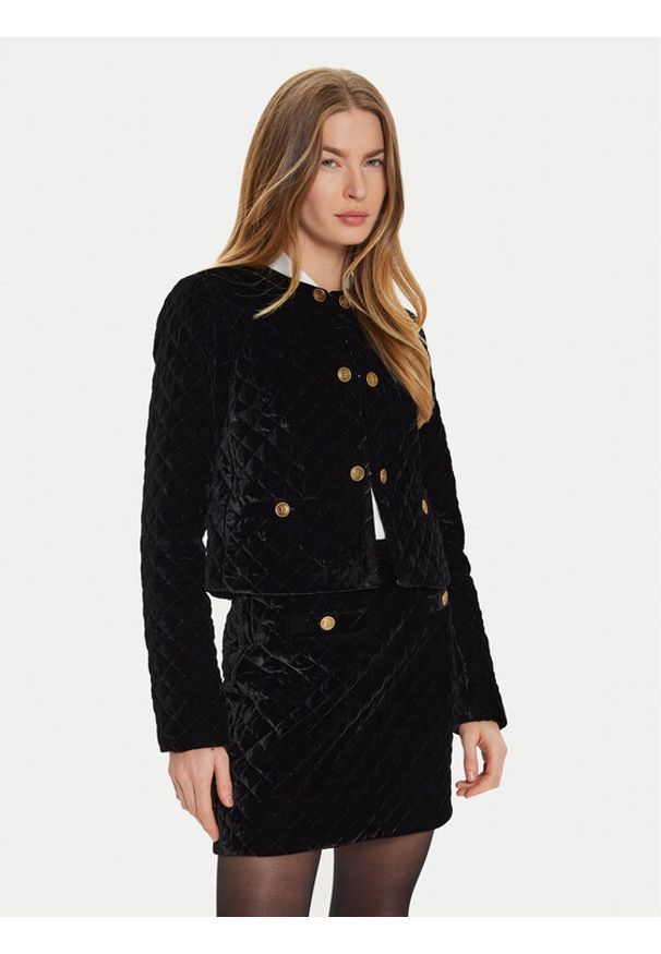 TwinSet - TWINSET Marynarka 242TT2140 Czarny Regular Fit. Kolor: czarny. Materiał: welur, wiskoza