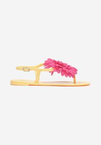 Renee - Żółte Sandały Japonki z Kwiatem Tristiva. Kolor: żółty. Wzór: kwiaty. Sezon: lato #2