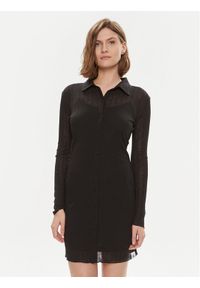 Calvin Klein Jeans Sukienka koszulowa J20J223047 Czarny Slim Fit. Kolor: czarny. Materiał: syntetyk. Typ sukienki: koszulowe #1