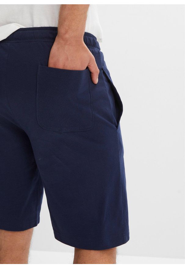 bonprix - Bermudy z dżerseju. Kolor: niebieski. Materiał: jersey. Wzór: nadruk