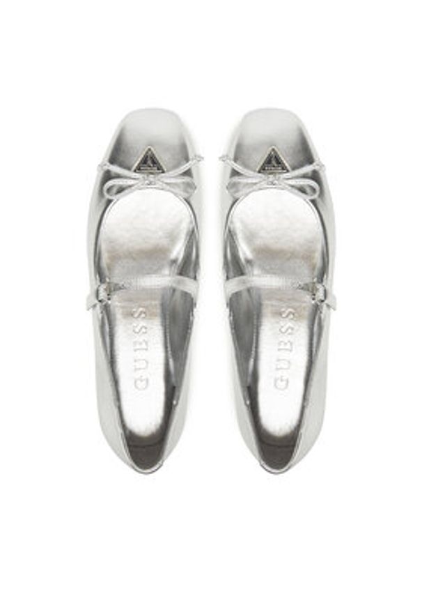 Guess Baleriny FLJKAY LEM02 Srebrny. Kolor: srebrny. Materiał: skóra