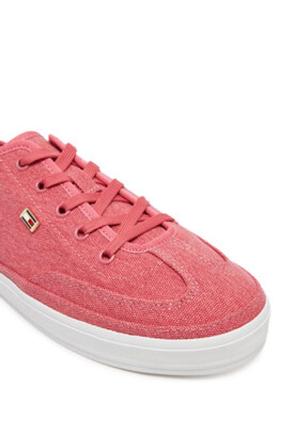 TOMMY HILFIGER - Tommy Hilfiger Sneakersy Washed Canvas Vulc Sneaker FW0FW08894 Różowy. Kolor: różowy. Materiał: materiał