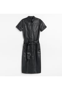 Reserved - Sukienka z imitacji skóry - Czarny. Kolor: czarny. Materiał: skóra #1