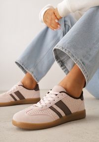 Born2be - Różowe Sneakersy Kultowe Tenisówki z Plecioną Strukturą Loraebelle. Nosek buta: okrągły. Zapięcie: sznurówki. Kolor: różowy. Materiał: skóra, materiał. Obcas: na obcasie. Wysokość obcasa: niski #5