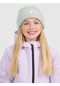 4f - 4F Czapka beanie odblaskowa dziewczęca - turkusowa Uniwersalny. Kolor: turkusowy. Materiał: materiał, syntetyk. Sezon: zima. Styl: casual, klasyczny, młodzieżowy #1