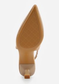 Born2be - Ciemnobeżowe Czółenka VICES na Klepsydrowej Szpilce z Odkrytą Piętą Azisera. Kolor: beżowy. Materiał: jeans. Styl: elegancki #6