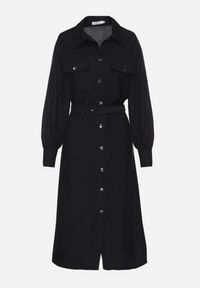 Born2be - Czarna Wiskozowa Sukienka o Koszulowym Kroju z Paskiem z Klamrą i Kieszeniami Lisavianna. Okazja: na spotkanie biznesowe, do pracy, na co dzień. Kolor: czarny. Materiał: wiskoza. Długość rękawa: długi rękaw. Typ sukienki: koszulowe. Styl: elegancki, casual, klasyczny, biznesowy #6