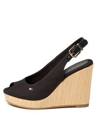 TOMMY HILFIGER - Tommy Hilfiger Espadryle Iconic Elena Sling Back Wedge FW0FW04789 Czarny. Kolor: czarny. Materiał: materiał