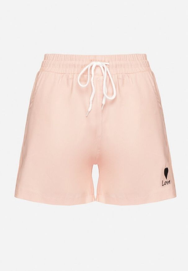 Born2be - Różowe Dresowe Szorty o Prostym Kroju z Wiązaniem i Kieszeniami Foladea. Okazja: na co dzień, na spacer. Kolor: różowy. Materiał: dresówka. Styl: klasyczny, casual