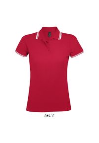 SOL'S - Damska koszulka polo Sol's Pasadena. Typ kołnierza: polo. Kolor: wielokolorowy, biały, czerwony. Materiał: bawełna #1