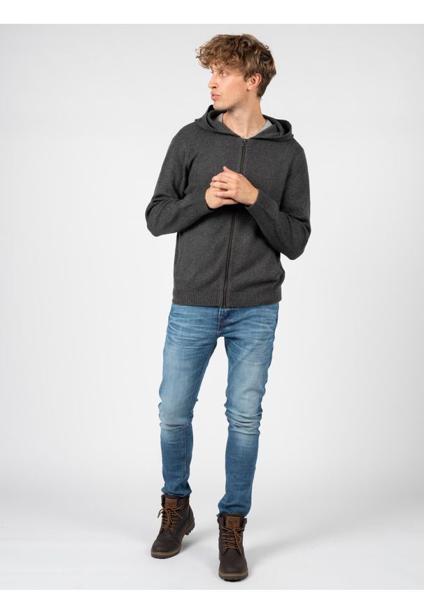 Guess Sweter | M2RR11Z2QA1 | Mężczyzna | Grafitowy. Okazja: na co dzień. Typ kołnierza: kaptur. Kolor: szary. Materiał: elastan, nylon, poliester, akryl. Wzór: ze splotem. Styl: casual