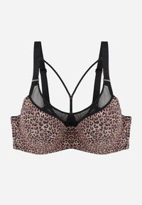 Born2be - Ciemnobrązowy Biustonosz z Ozdobną Siateczką i Paseczkami przy Dekolcie Anesa. Kolor: brązowy #1