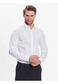 Calvin Klein Koszula Hidden K10K109891 Biały Extra Slim Fit. Kolor: biały. Materiał: bawełna