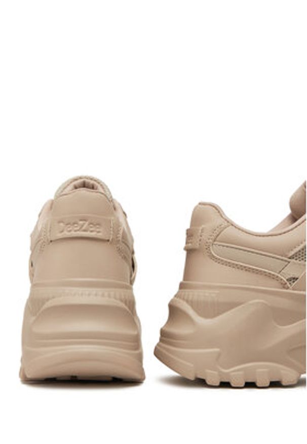 DeeZee Sneakersy AM25237 Beżowy. Kolor: beżowy. Materiał: skóra