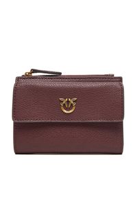 Pinko - PINKO Duży Portfel Damski Compact Wallet AI 25-26 PCPL 103612 A29Q Bordowy. Kolor: czerwony. Materiał: skóra