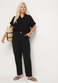 Born2be - Czarne Spodnie o Prostym Kroju z Gumką w Talii Filavia. Okazja: na co dzień. Kolor: czarny. Styl: sportowy, elegancki, casual #6