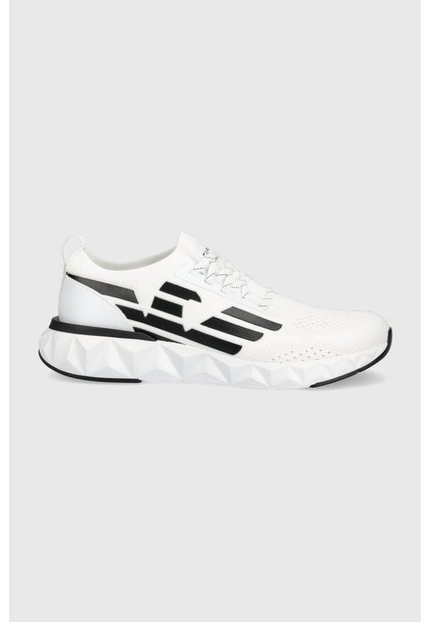 EA7 Emporio Armani sneakersy kolor biały. Nosek buta: okrągły. Zapięcie: sznurówki. Kolor: biały. Materiał: guma