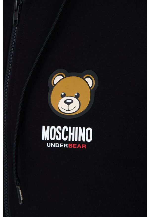MOSCHINO Czarna męska bluza z kapturem, Rozmiar M. Typ kołnierza: kaptur. Kolor: czarny
