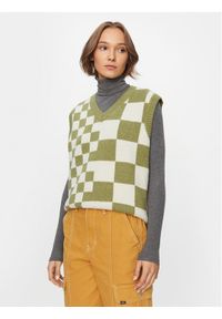 Vans Sweter Courtyard Checker Sweater Vest VN000F6WBD41 Zielony Regular Fit. Kolor: zielony. Materiał: bawełna #1