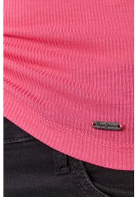 Pepe Jeans T-shirt Freja damski kolor różowy. Kolor: różowy. Materiał: dzianina. Wzór: gładki