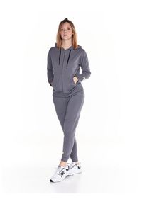 LEONE 1947 APPAREL - Podstawowy damski dres „Welcome Back” z kapturem i zamkiem błyskawicznym.. Kolor: szary. Materiał: dresówka. Sport: fitness