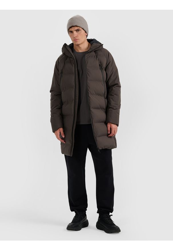 4f - 4F Płaszcz zimowy membrana 10000 męski - khaki 3XL. Okazja: na co dzień. Kolor: oliwkowy, wielokolorowy, brązowy. Materiał: materiał, poliester. Długość: do kolan. Sezon: zima. Styl: casual