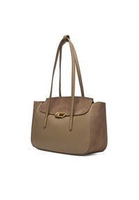 Calvin Klein Torebka Hardware Brushed Flap Tote Bag LV04F3336G Beżowy. Kolor: beżowy. Materiał: skórzane #4