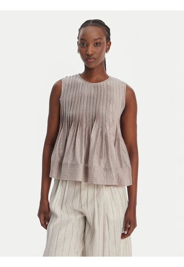 Eleh Bluzka SS260268 Beżowy Regular Fit. Kolor: beżowy. Materiał: wiskoza