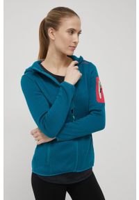 CMP bluza sportowa damska kolor zielony z kapturem melanżowa. Typ kołnierza: kaptur. Kolor: zielony. Materiał: polar. Wzór: melanż. Styl: sportowy #1