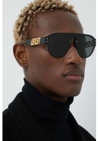 VERSACE - Versace okulary przeciwsłoneczne męskie kolor czarny. Kolor: czarny #1