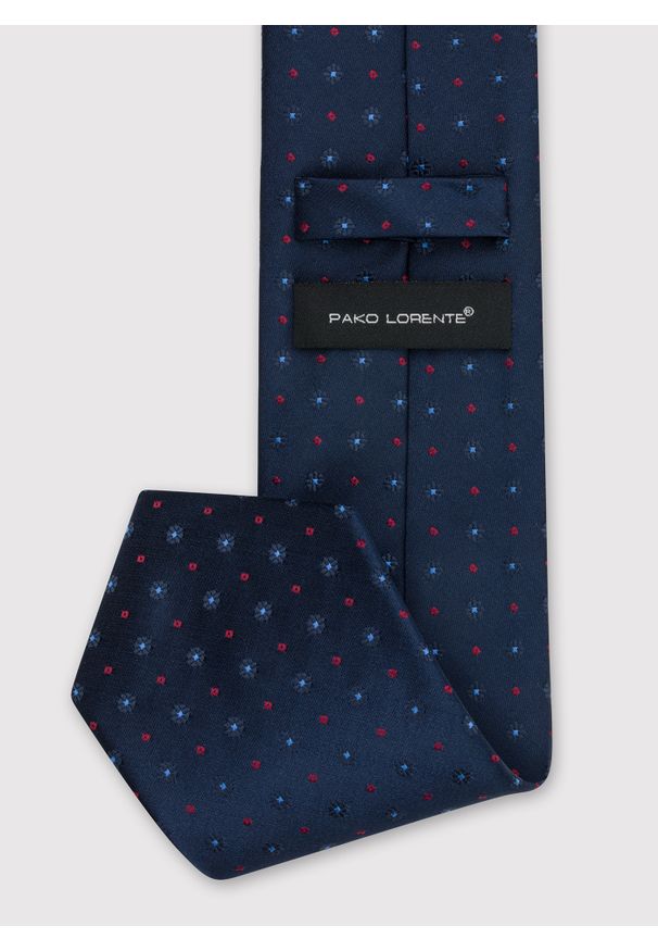 Pako Lorente - PAKO LORENTE – Granatowy krawat męski w mikrowzór. Kolor: niebieski. Materiał: poliester