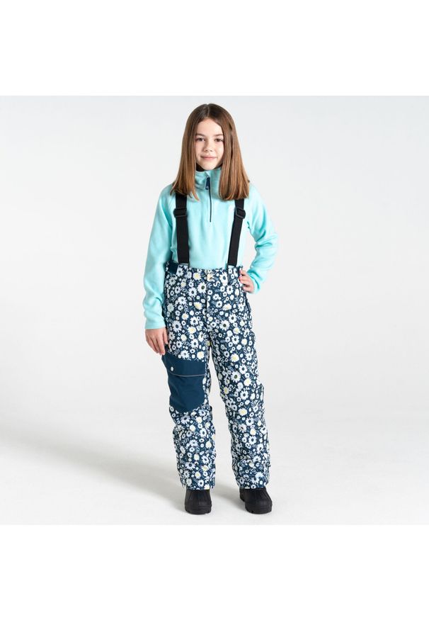 DARE 2B - Spodnie narciarskie dziecięce Pow. Kolor: niebieski. Wzór: kwiaty. Sezon: zima. Sport: narciarstwo