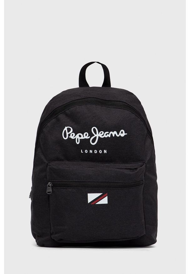 Pepe Jeans plecak LONDON BACKPACK kolor czarny duży z nadrukiem. Kolor: czarny. Wzór: nadruk