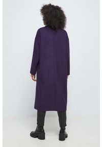 medicine - Medicine płaszcz z domieszką wełny damski kolor fioletowy przejściowy oversize. Kolor: fioletowy. Materiał: wełna. Wzór: gładki. Styl: klasyczny #5
