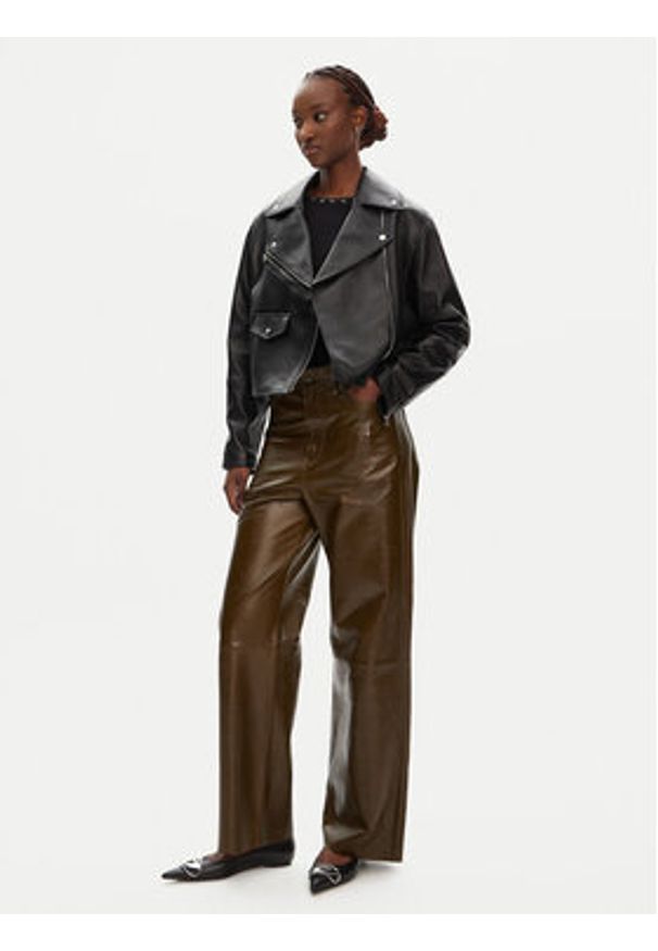 Hugo - HUGO Kurtka skórzana Laridas 50545066 Czarny Regular Fit. Kolor: czarny. Materiał: skóra