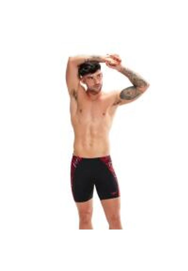 Speedo Eco End+ Splice Mid Jammer - Czarny/Czerwony/Biały - Rozmiar 40. Kolor: czarny