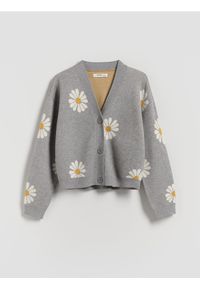 Reserved - Kardigan w kwiaty - wielobarwny. Materiał: wiskoza, dzianina. Wzór: kwiaty #1