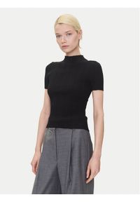 Hugo - HUGO Sweter Sarphapilk 50542598 Czarny Slim Fit. Kolor: czarny. Materiał: wiskoza