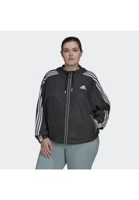 Adidas - BSC 3-Stripes Wind Jacket (Plus Size). Kolekcja: plus size. Kolor: biały, wielokolorowy, czarny. Materiał: materiał