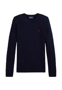 Polo Ralph Lauren Sweter 211971865003 Granatowy Slim Fit. Typ kołnierza: polo. Kolor: niebieski. Materiał: wełna