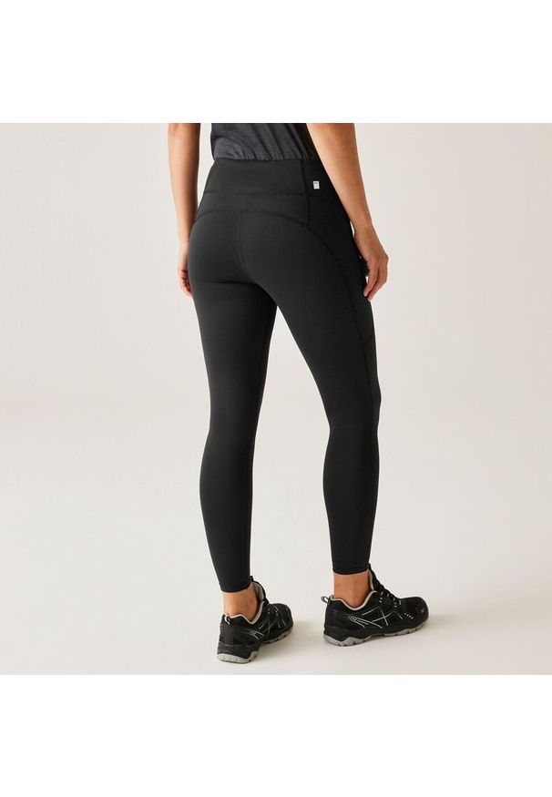 Regatta - Legginsy damskie Holeen Pro Compression. Kolor: czarny. Materiał: jersey. Sport: turystyka piesza, fitness, joga i pilates